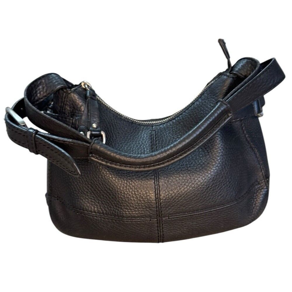 COLE HAAN $348 RETAILS BLACK PEBBLE LEATHER HOBO BAG HANDBAG USED